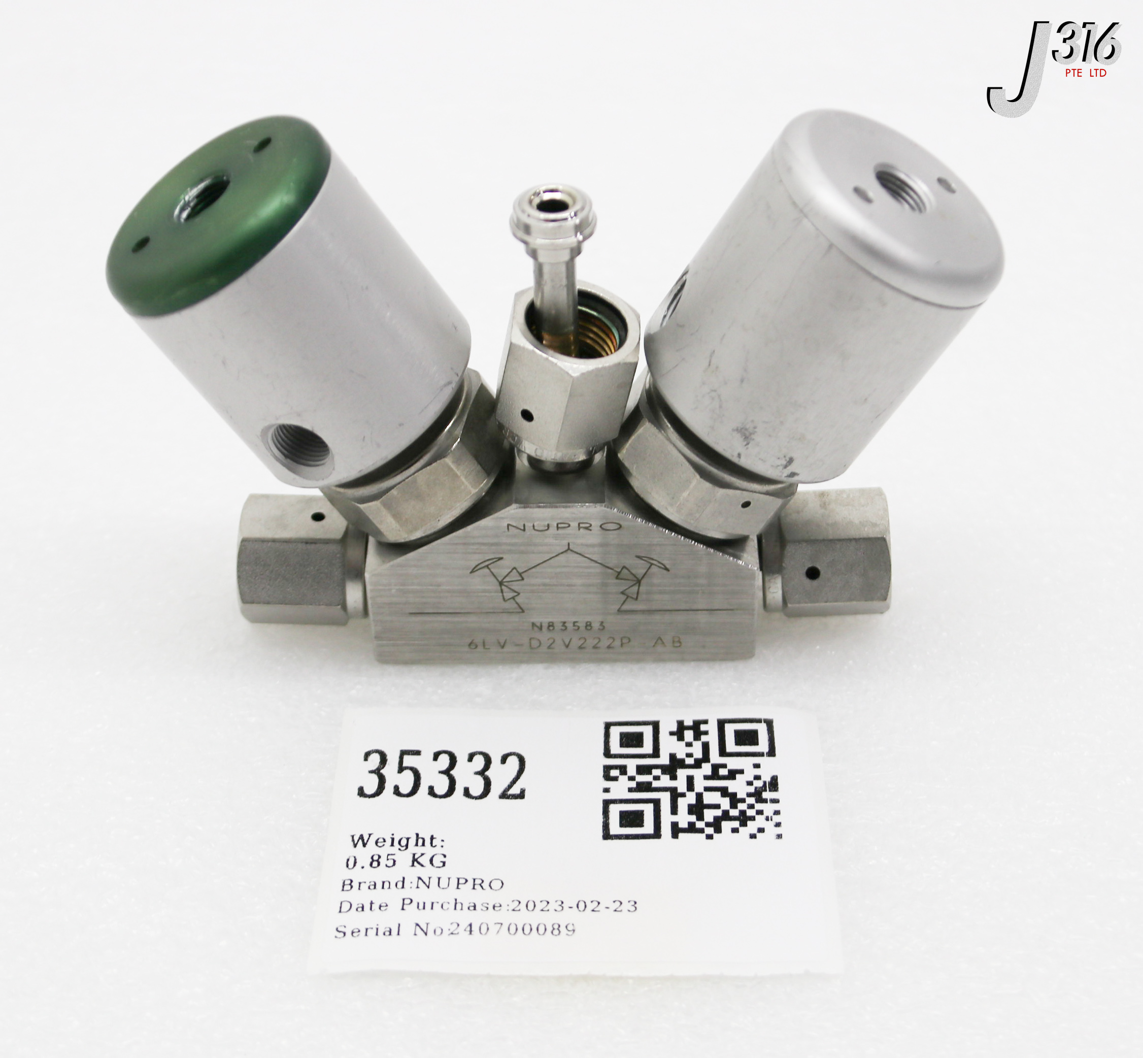 オーダー受付 35332 NUPRO DIAPHRAGM VALVE, 2-VALVE 3-PORT MONOBLOCK, 1/4